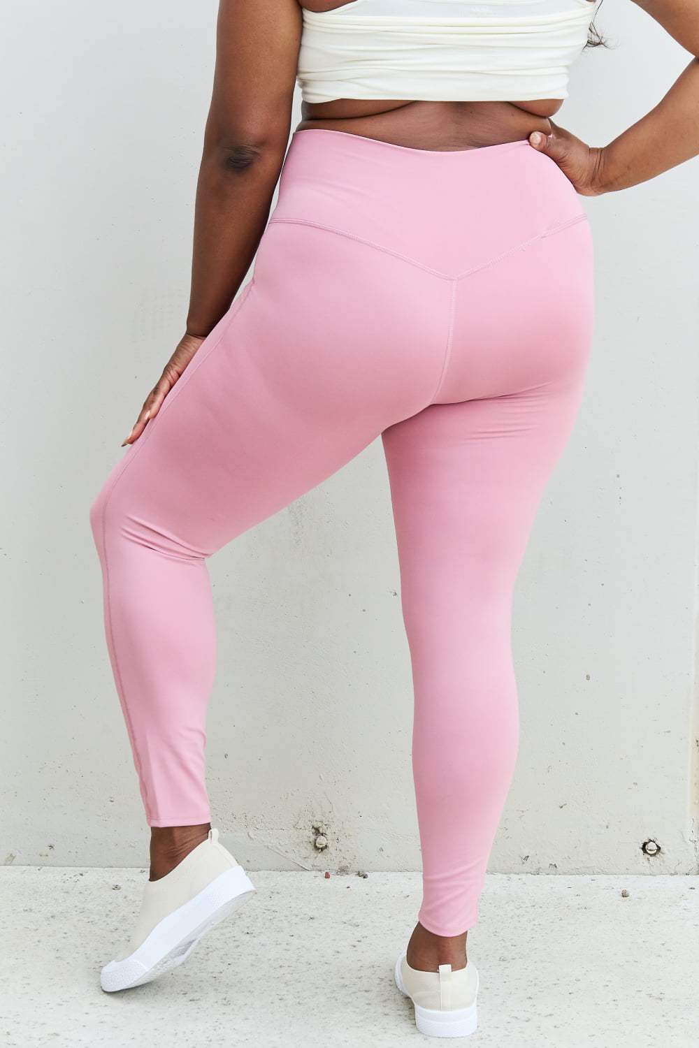 Women’s Zenana Fit For You Full Size High Waist Active Leggings in Light Rose