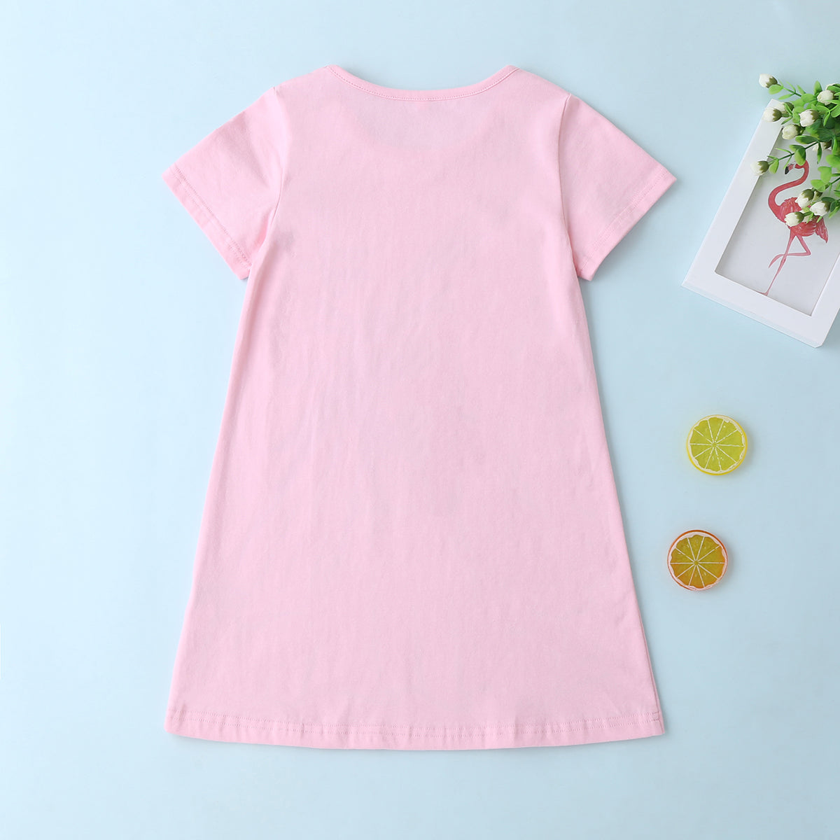 Children’s Girls Round Neck Printed Short Sleeve Mini Dress