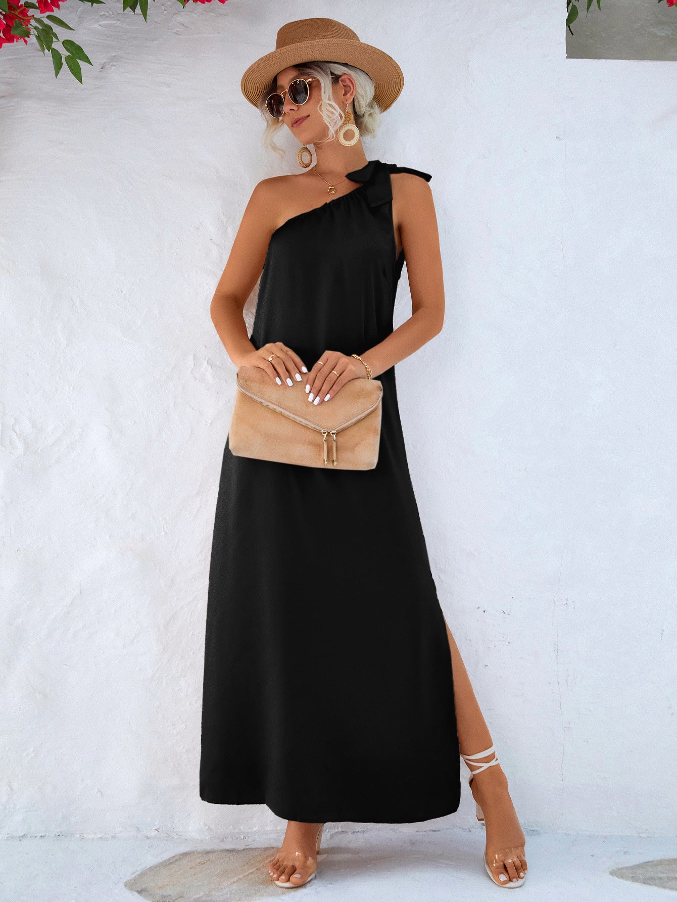 Women’s One-Shoulder Slit Maxi Dress