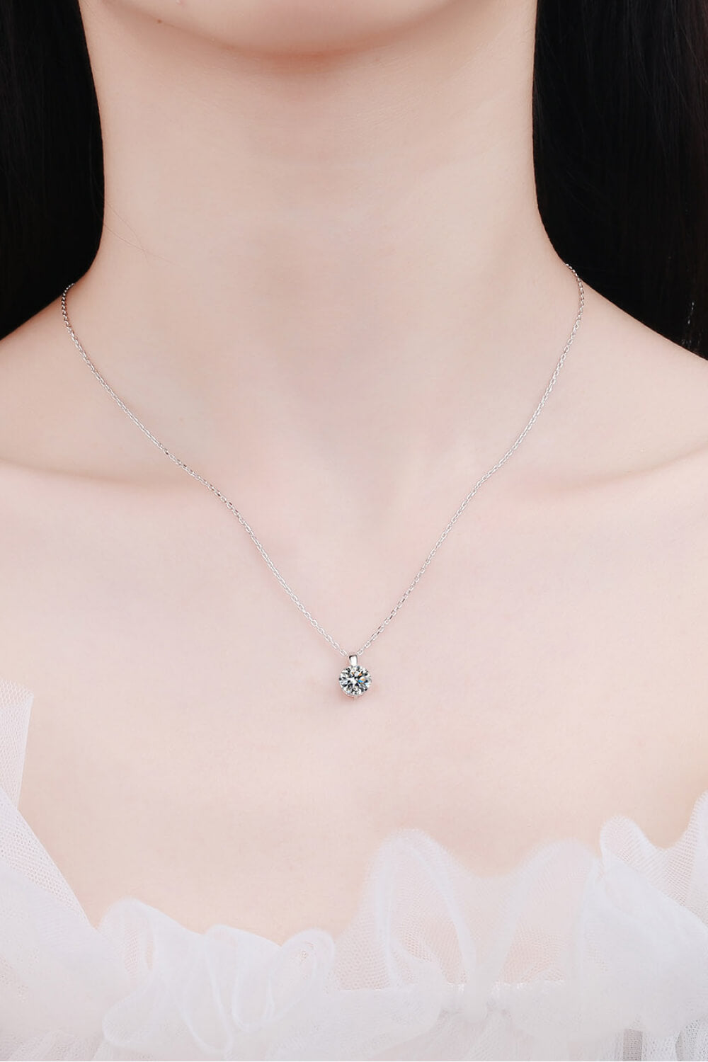 Women’s Minimalist 925 Sterling Silver Moissanite Pendant Necklace