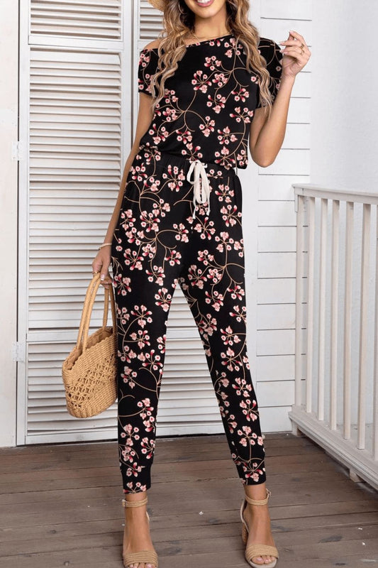 Women’s Asymmetrical Neck Short Sleeve Jumpsuit