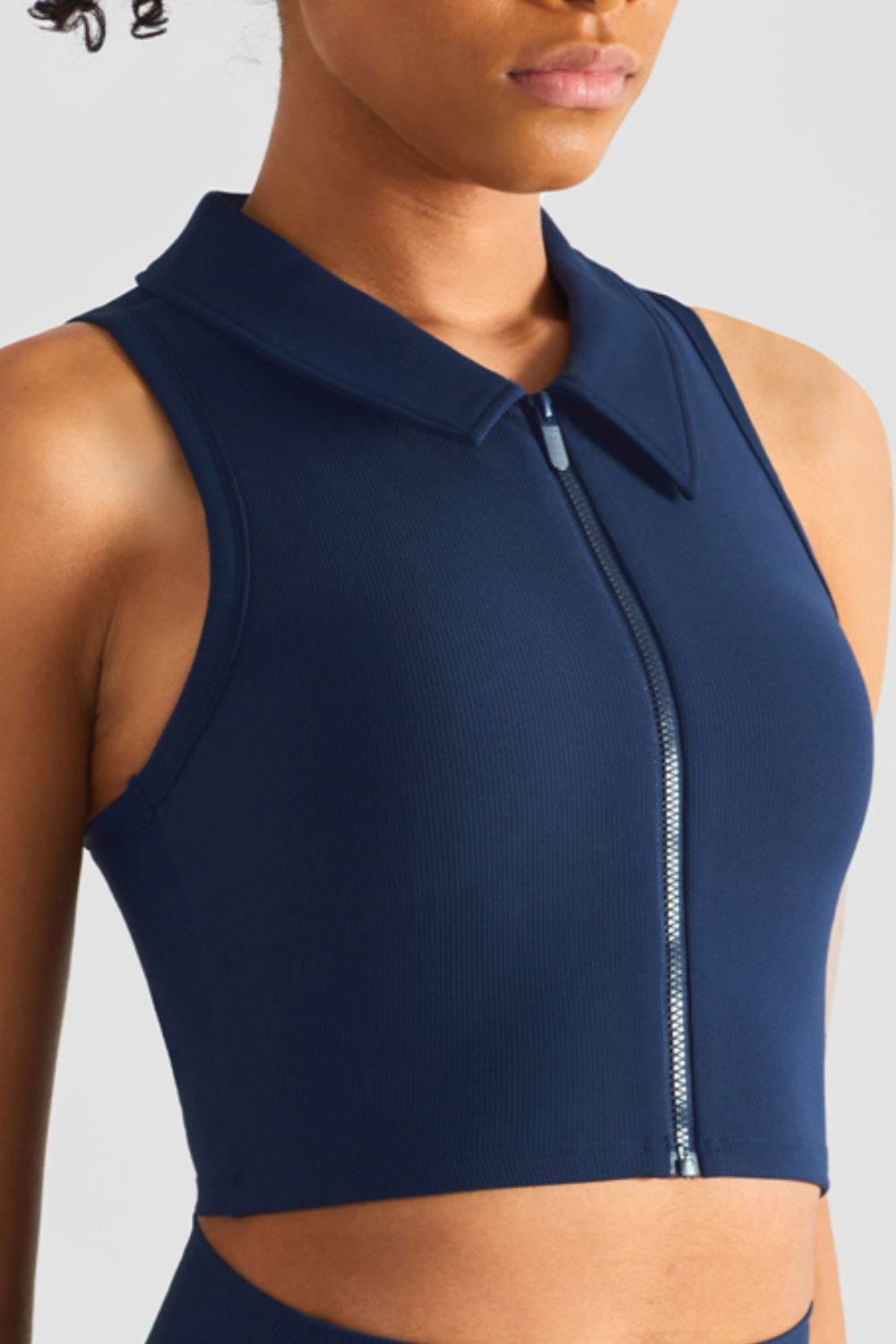 Women’s Zip Up Collared Cropped Sports Top