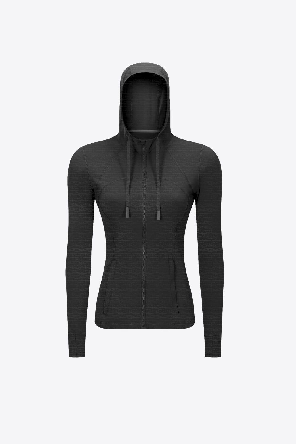 Women’s Drawstring Detail Zip Up Sports Jacket with Pockets