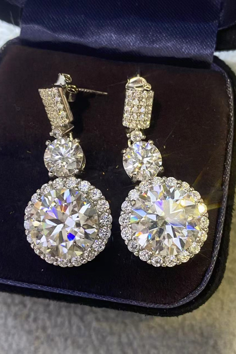Women’s Moissanite 18K Platinum-Plated Drop Earrings