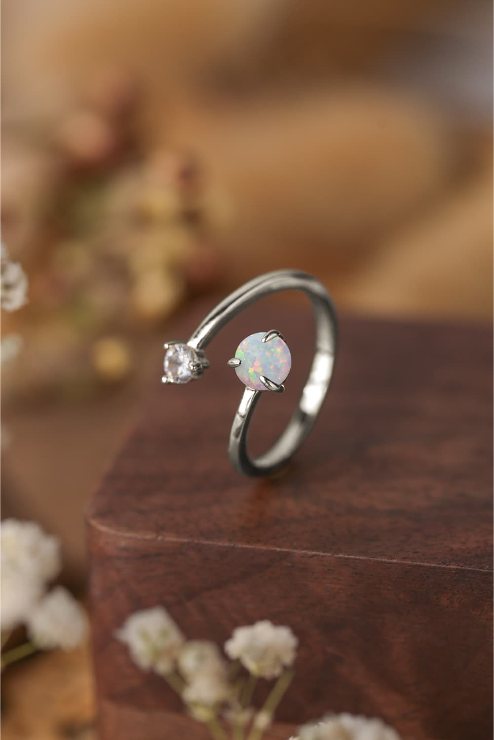 Women’s Opal 925 Sterling Silver Bypass Ring