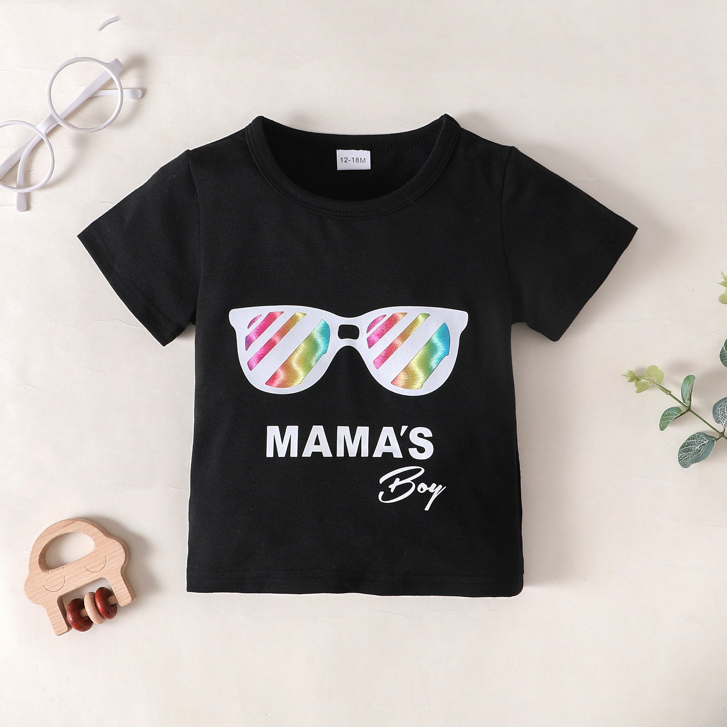 Children’s Boys MAMA'S BOY Graphic T-Shirt and Camouflage Shorts Set