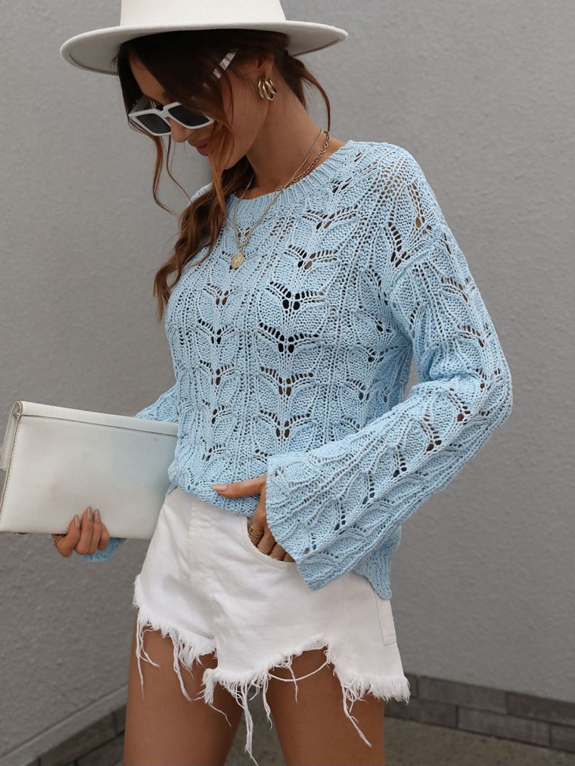 Women’s Openwork Dropped Shoulder Knit Top