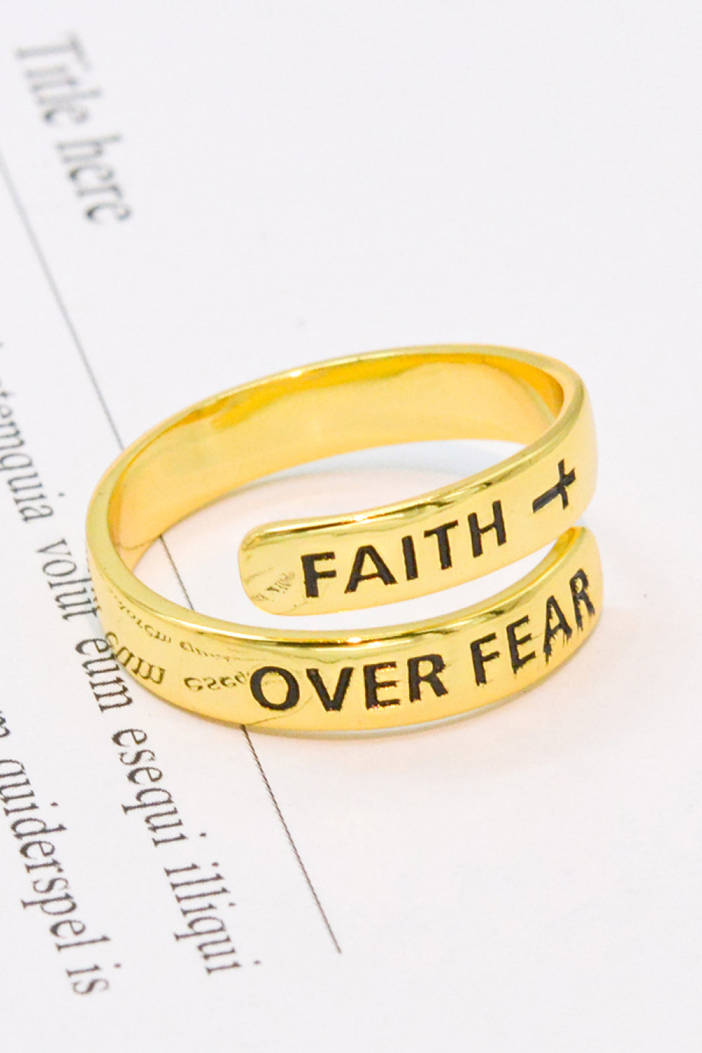 Women’s 925 Sterling Silver FAITH OVER FEAR Bypass Ring