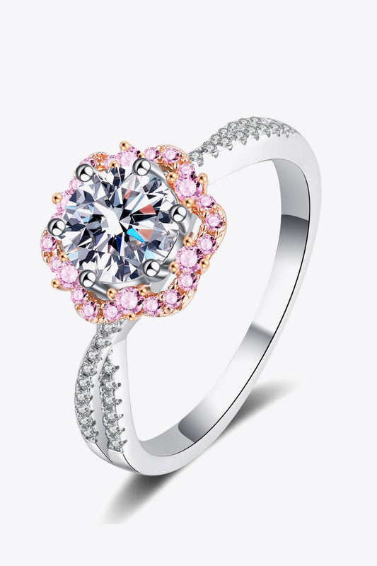 Women’s 1 Carat Moissanite Flower-Shaped Crisscross Ring