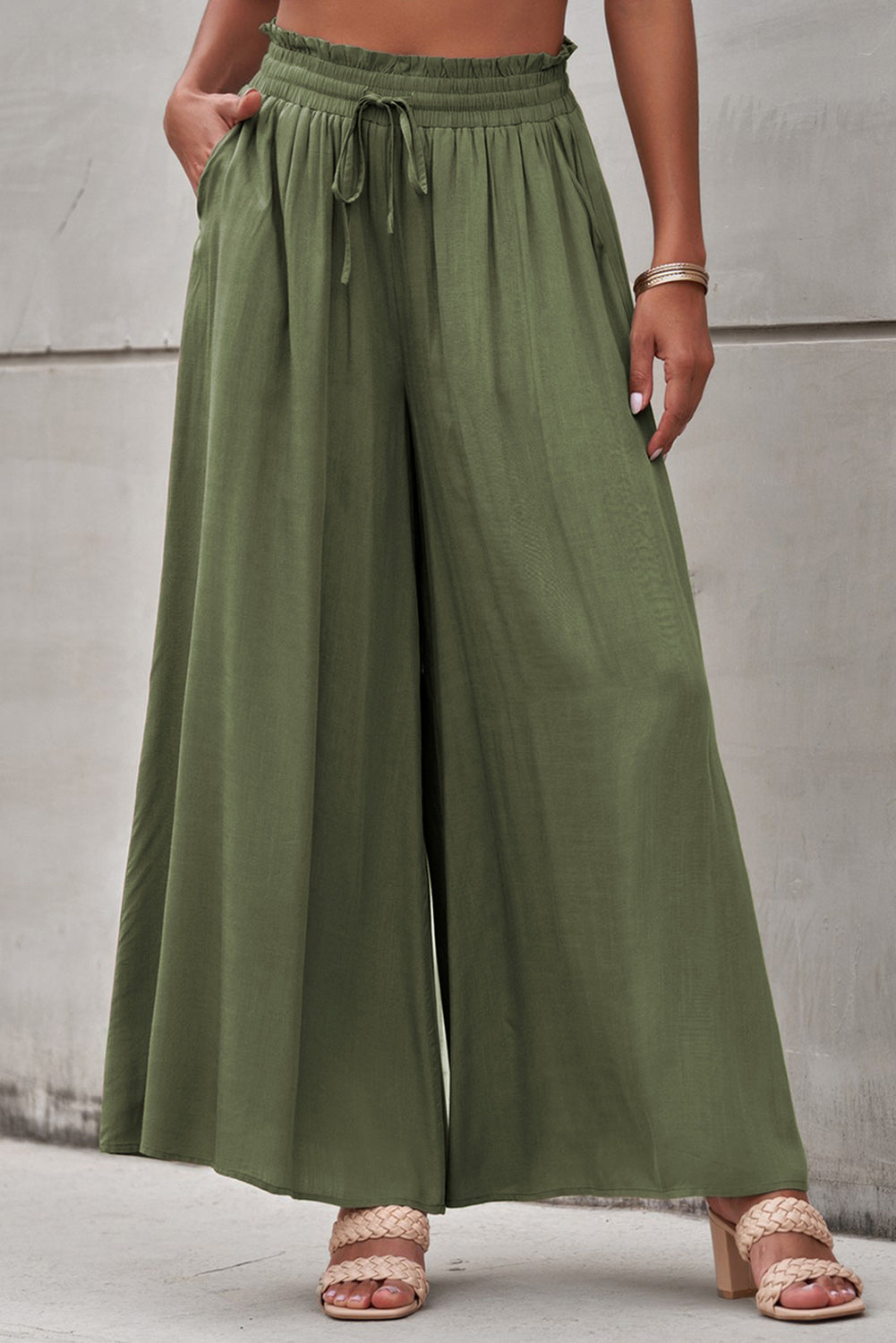 Women’s Drawstring Waist Wide Leg Pants