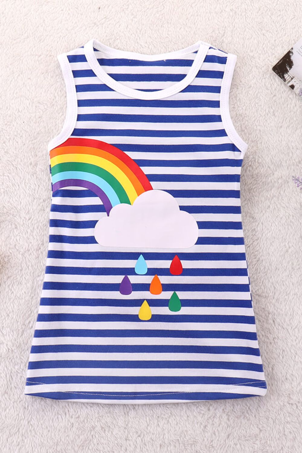 Children’s Girls Rainbow Graphic Striped Sleeveless Dress