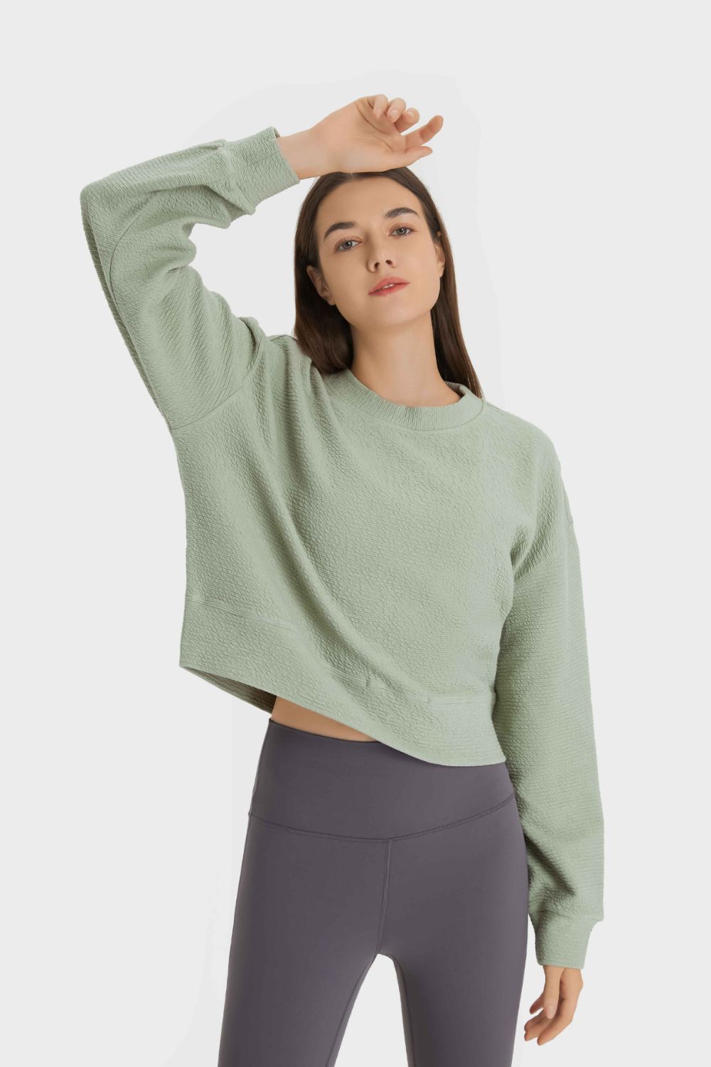 Women’s Textured Dropped Shoulder Sports Top