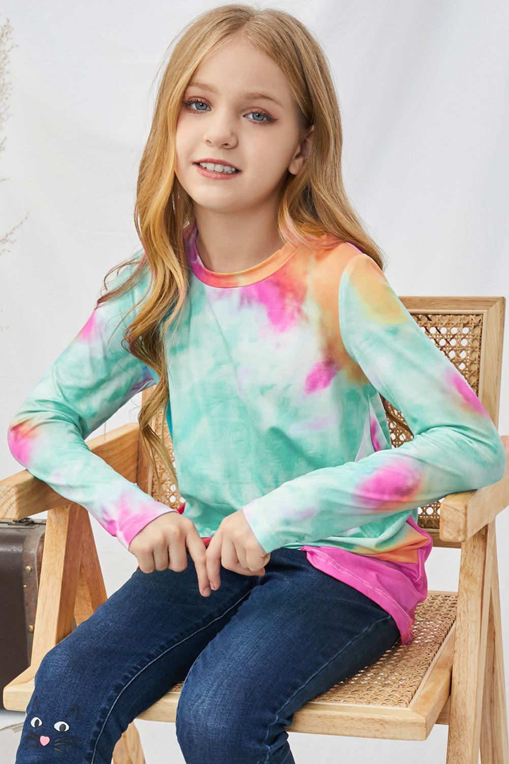 Children’s Girls Tie-Dye Twist Front Long Sleeve Top