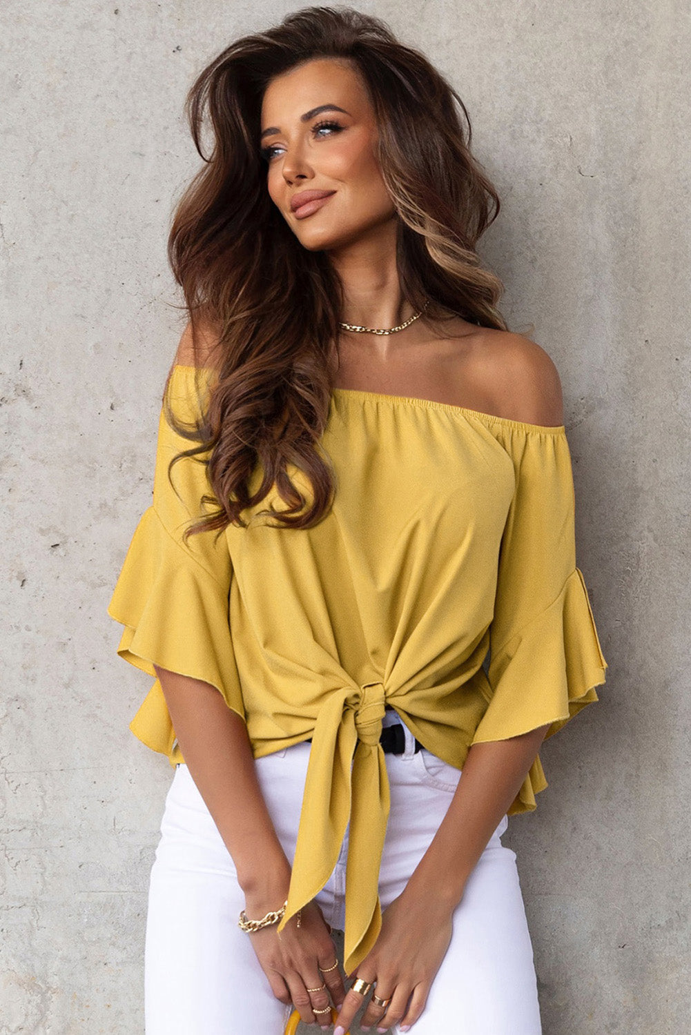 Women’s Off-Shoulder Tie Hem Blouse