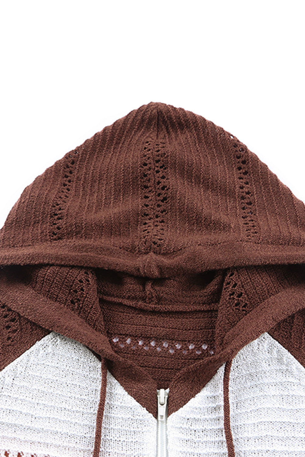 Women’s Zip-Up Raglan Sleeve Openwork Hooded Cardigan