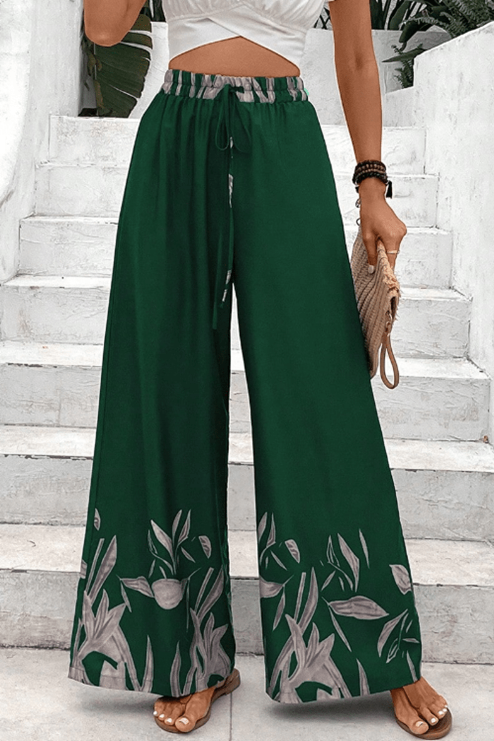 Women’s Drawstring Tie High Waist Relax Fit Long Pants