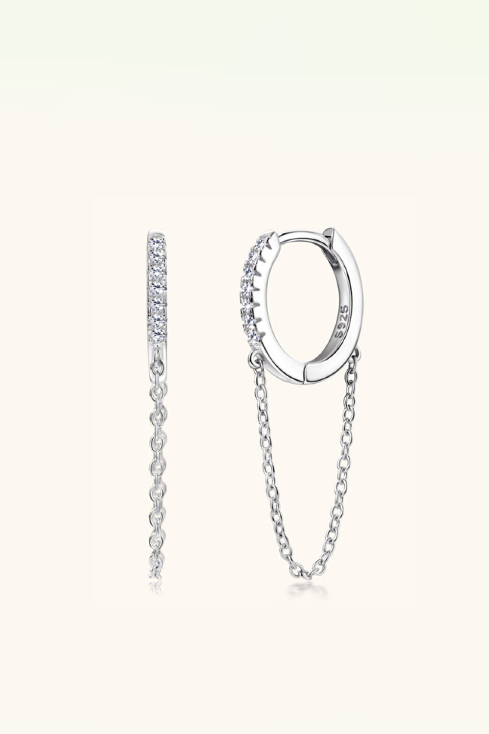 Women’s Moissanite 925 Sterling Silver Huggie Earrings with Chain