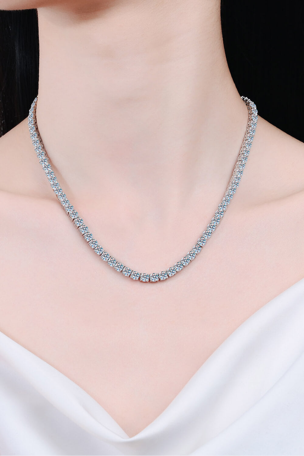 Women’s Moissanite Rhodium-Plated Necklace