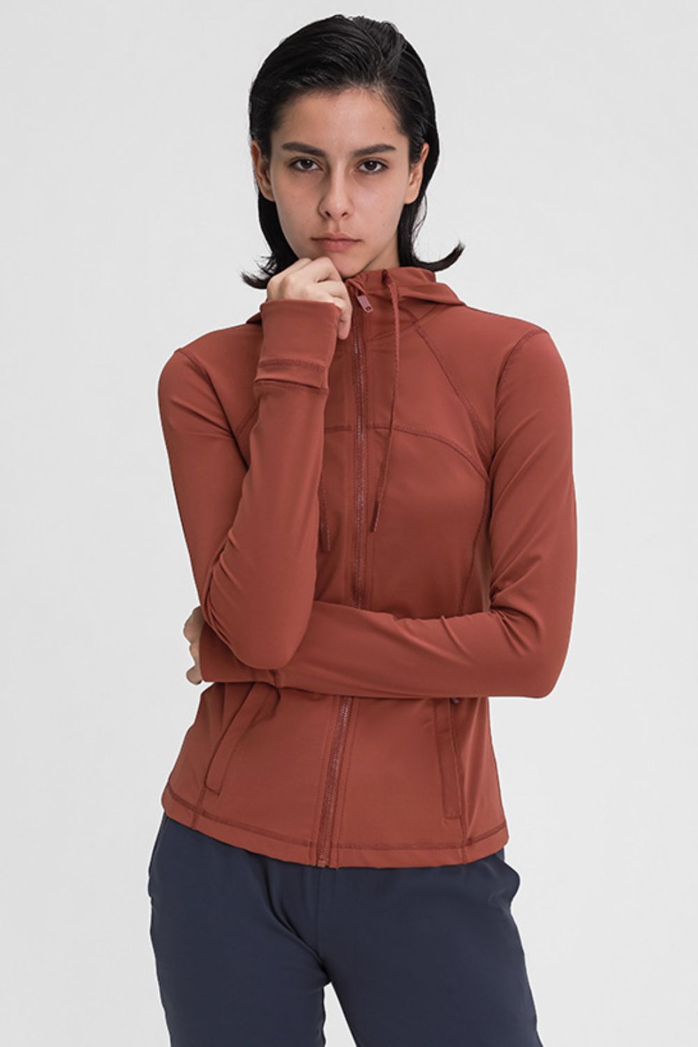 Women’s Zip Up Drawstring Detail Hooded Sports Jacket