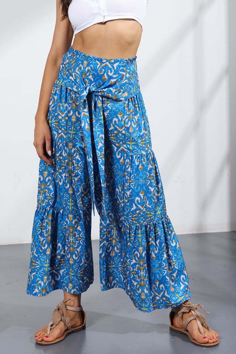 Women’s Printed Tie-Front Culottes