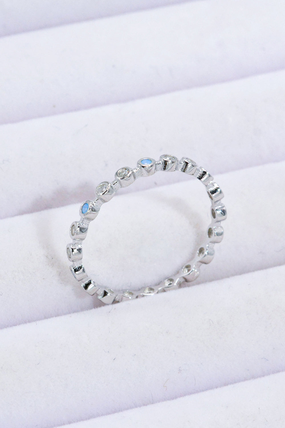 Women’s 925 Sterling Silver Zircon and Natural Moonstone Ring