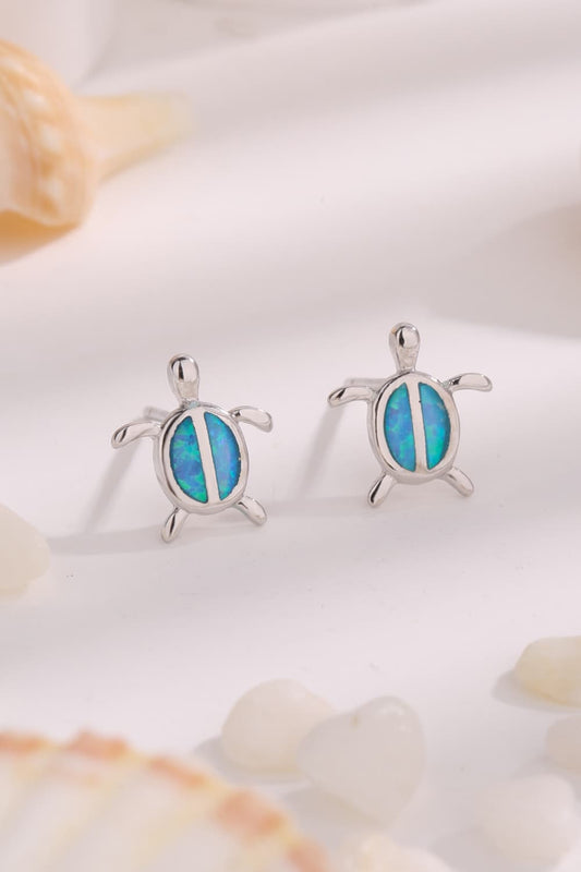 Women’s Opal Turtle 925 Sterling Silver Stud Earrings