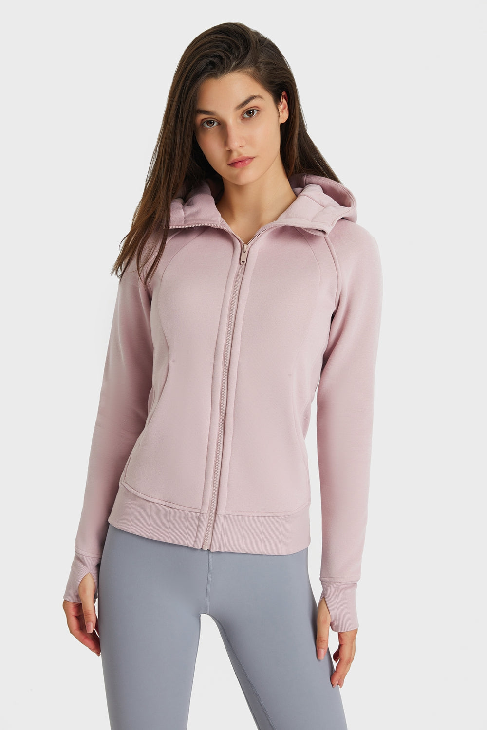 Women’s Zip Up Seam Detail Hooded Sports Jacket