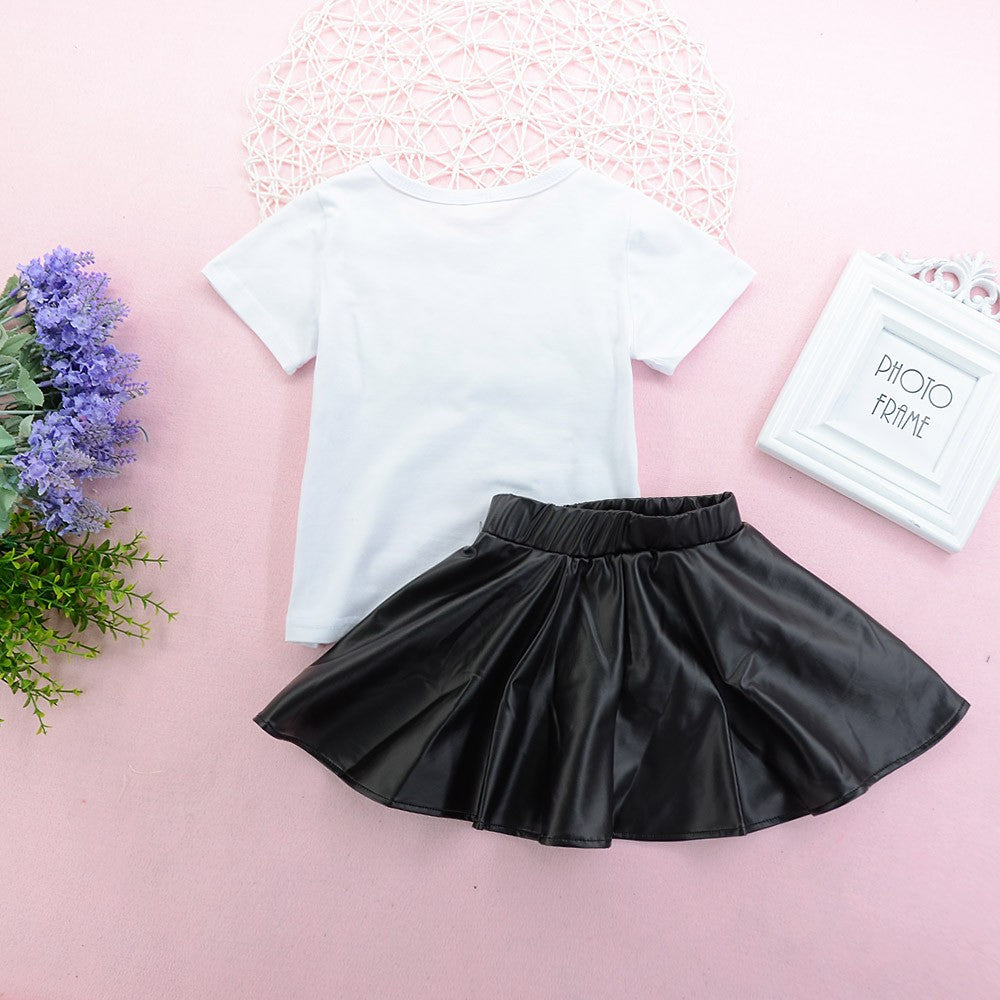 Children’s Girls MINI BOSS Graphic Tee and Skirt Set