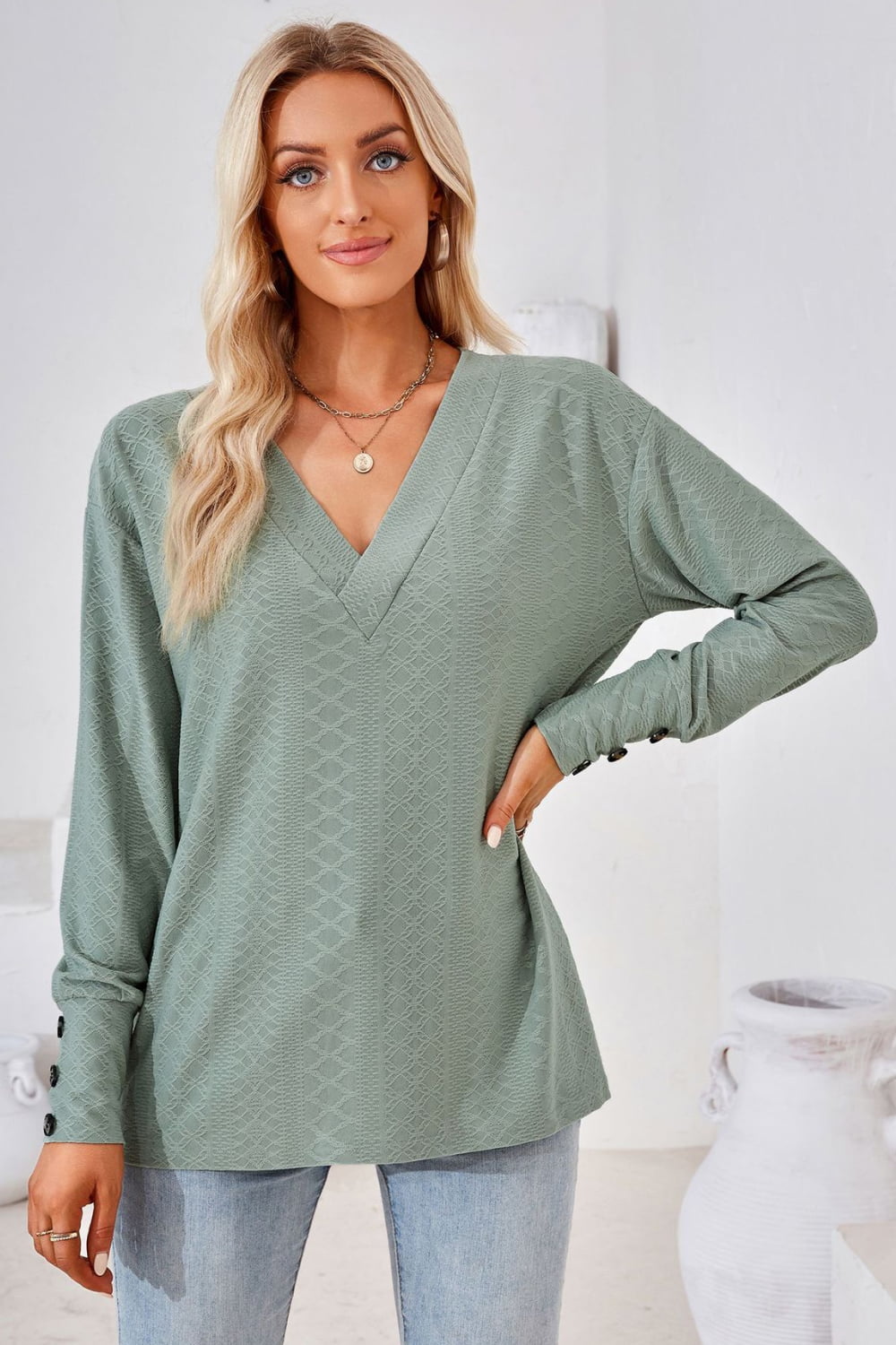 Women’s V-Neck Long Sleeve Blouse