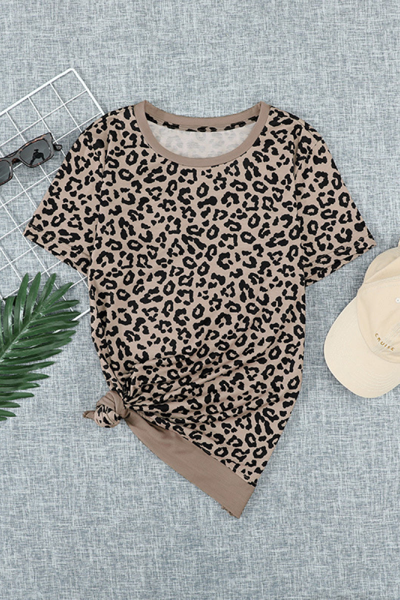 Women’sLeopard Print Short Sleeve Tee