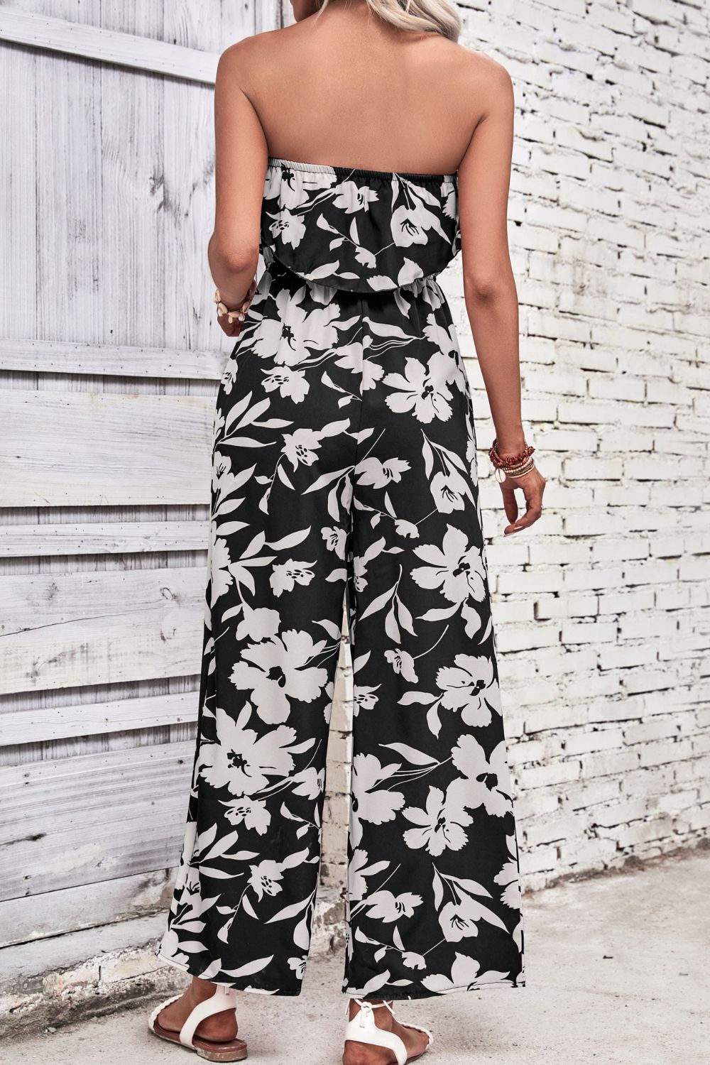 Women’s Floral Strapless Wide Leg Jumpsuit