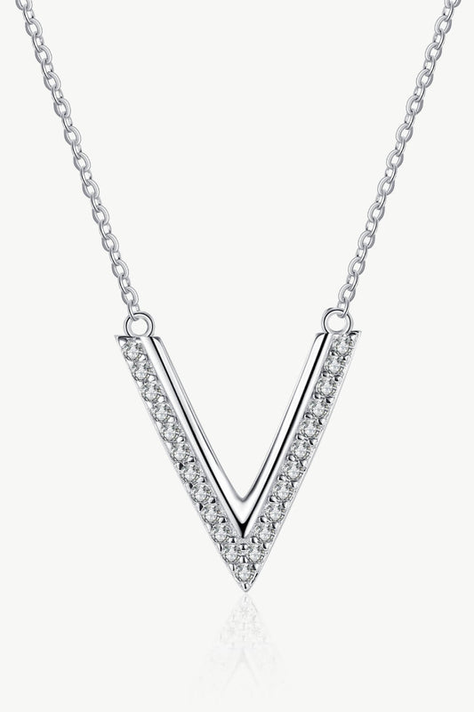 Women’s Sterling Silver V Letter Pendant Necklace