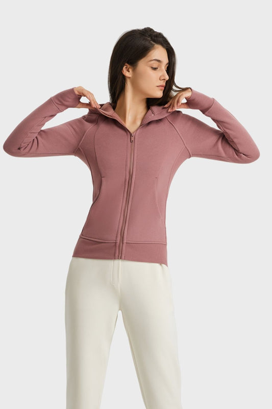 Women’s Zip Up Seam Detail Hooded Sports Jacket