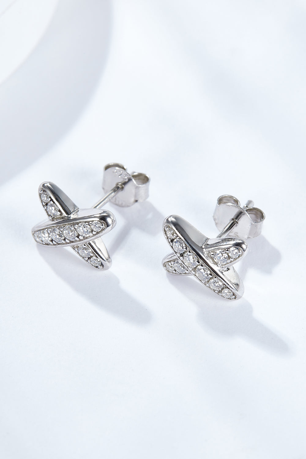 Women’s 925 Sterling Silver X-Shape Moissanite Earrings