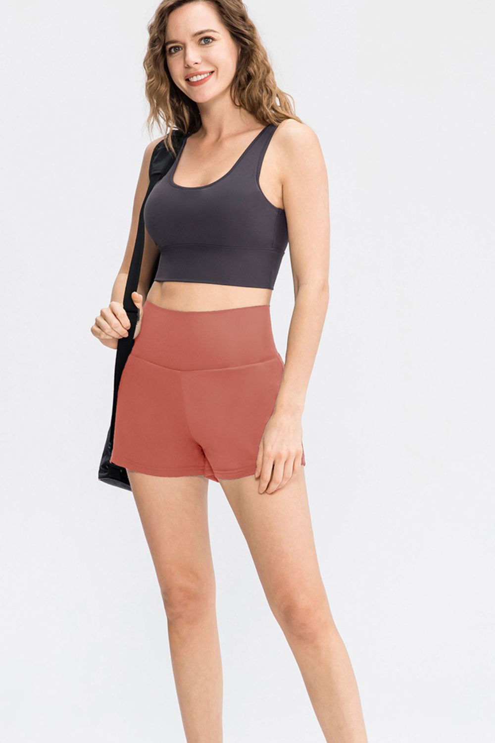 Women’s Wide Waistband Sports Shorts with Pockets