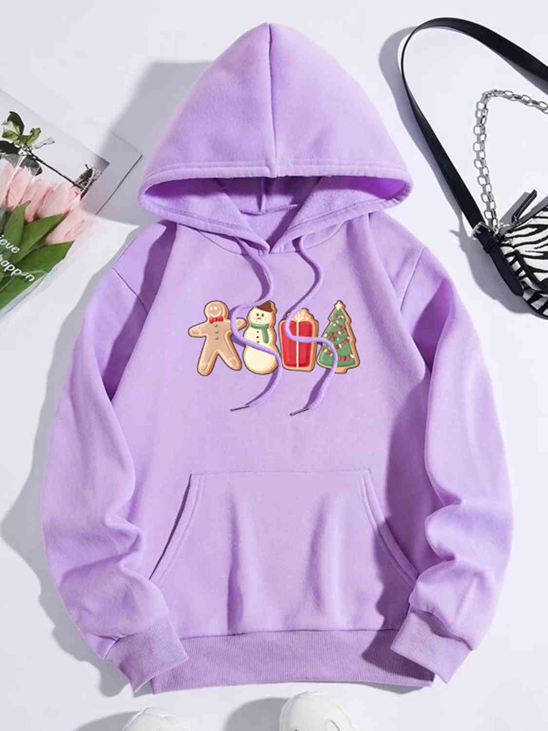 Women’s Graphic Drawstring Hoodie with Pocket