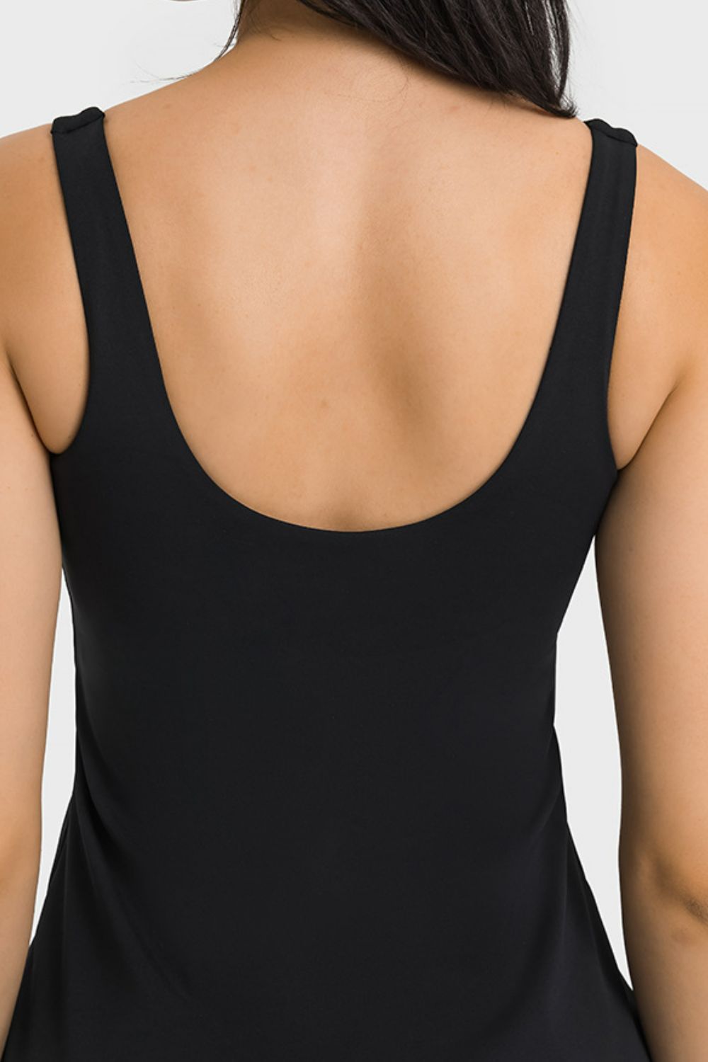Women’s Square Neck Sports Tank Dress with Full Coverage Bottoms