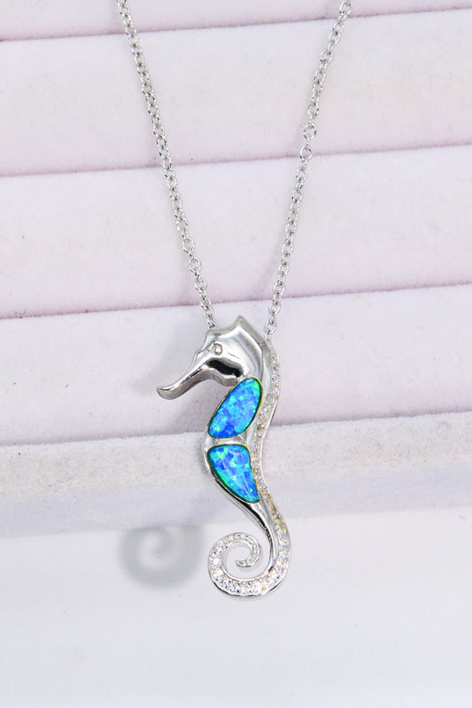 Women’s Opal Seahorse 925 Sterling Silver Necklace