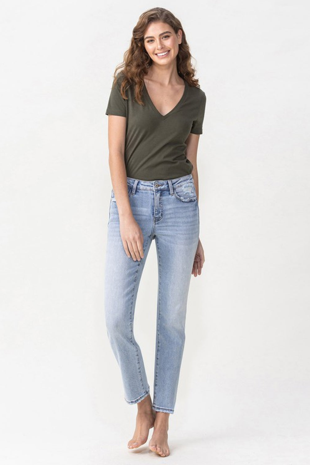 Women’s Lovervet Full Size Andrea Midrise Crop Straight Jeans