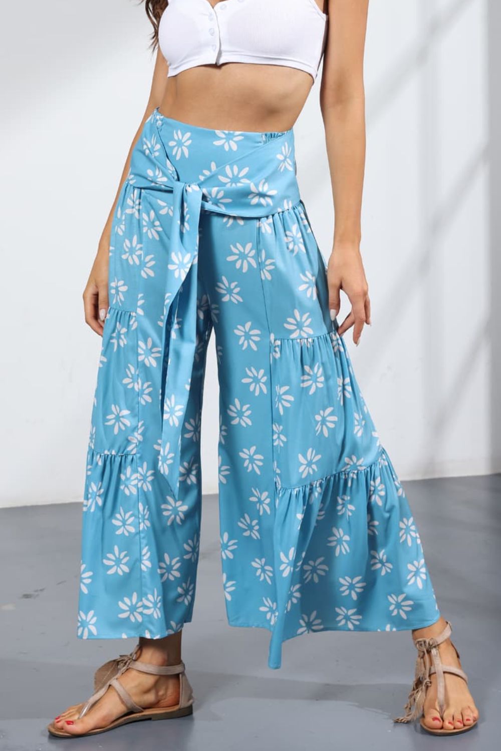 Women’s Printed Tie-Front Culottes