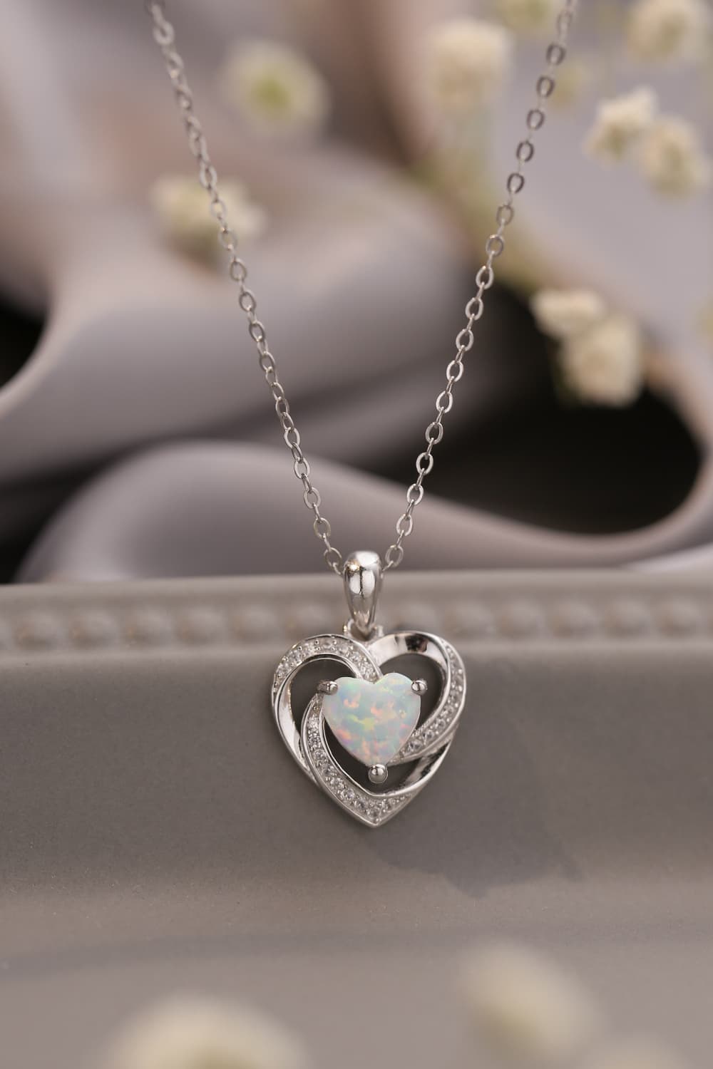 Women’s Opal Heart Pendant Necklace