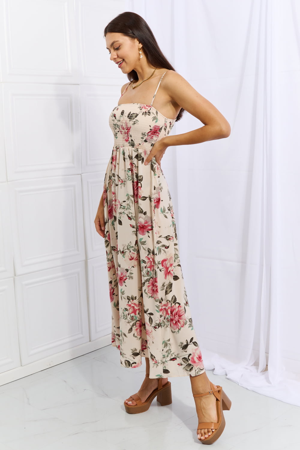 Women’s OneTheLand Hold Me Tight Sleevless Floral Maxi Dress in Pink