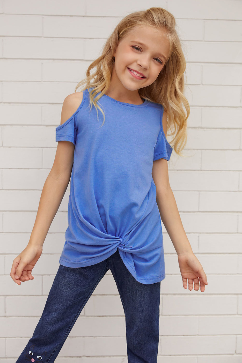 Children’s Girls Cold-Shoulder Twist Front T-Shirt