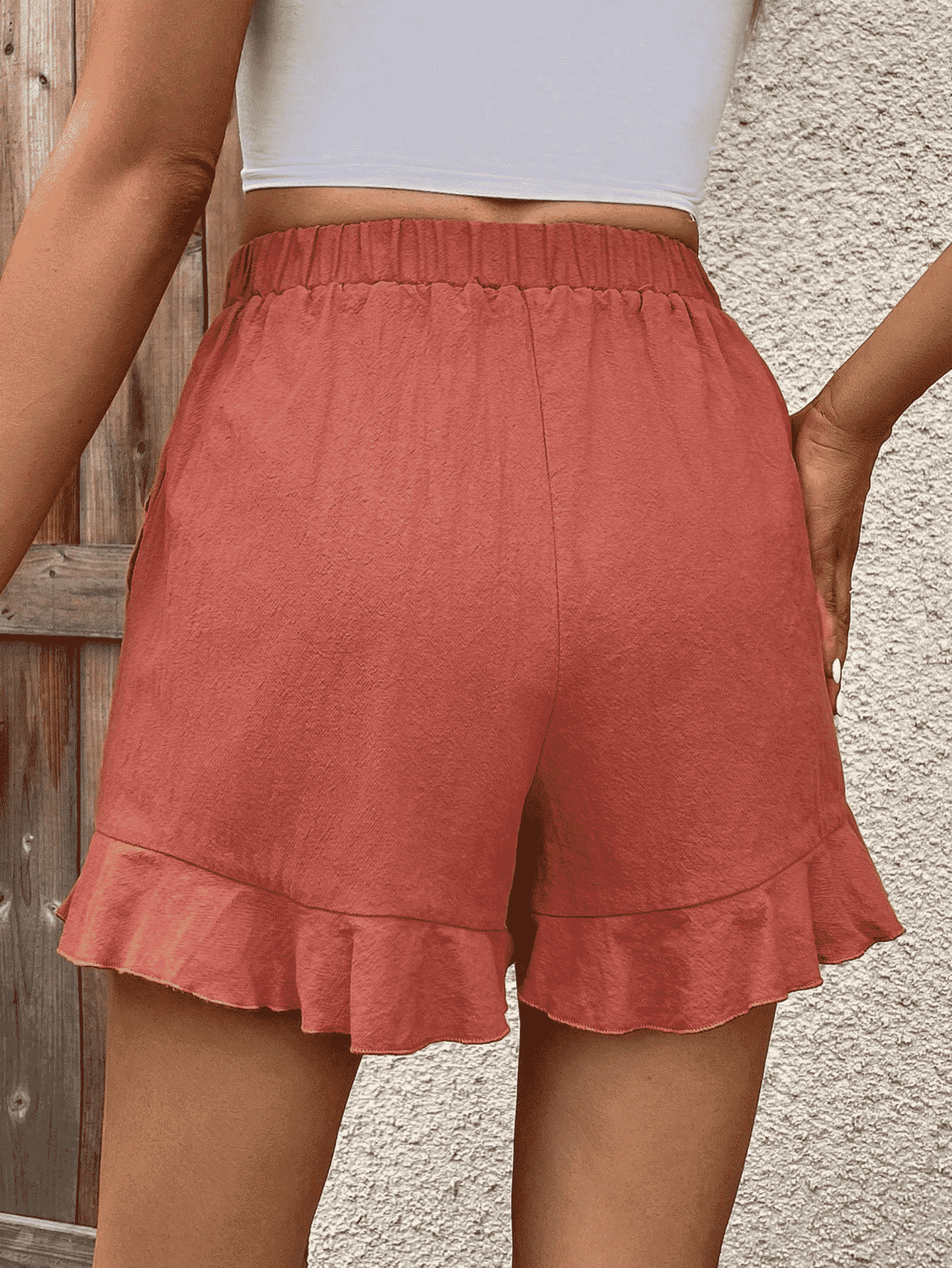 Women’s Ruffle Trim Shorts with Pocket