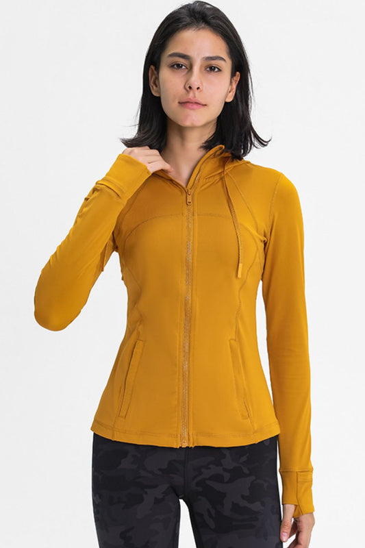 Women’s Zip Up Drawstring Detail Hooded Sports Jacket