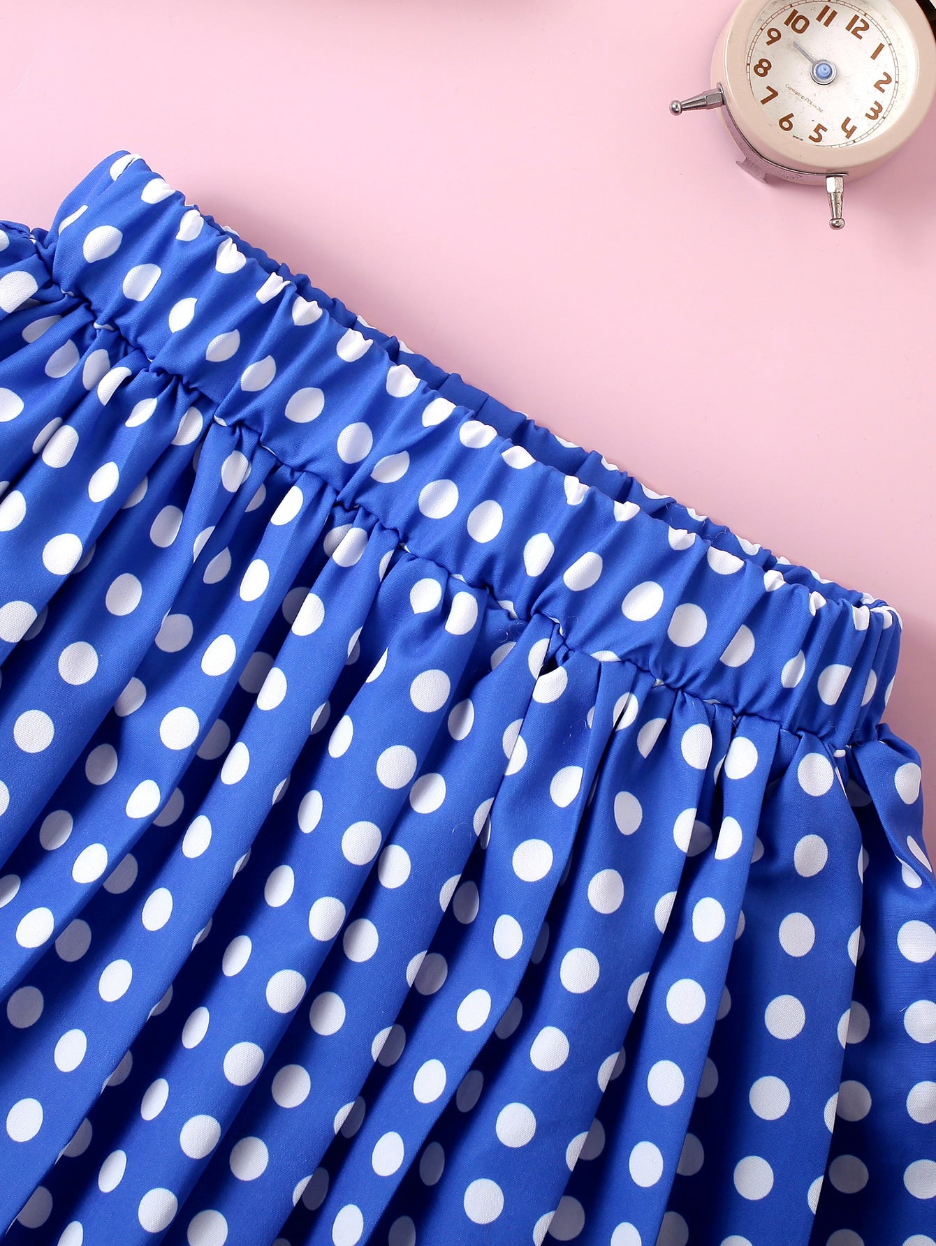 Children’s Girls Graphic Bow Detail Top and Polka Dot Pleated Skirt Set