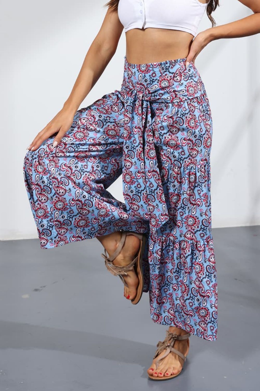 Women’s Printed Tie-Front Culottes