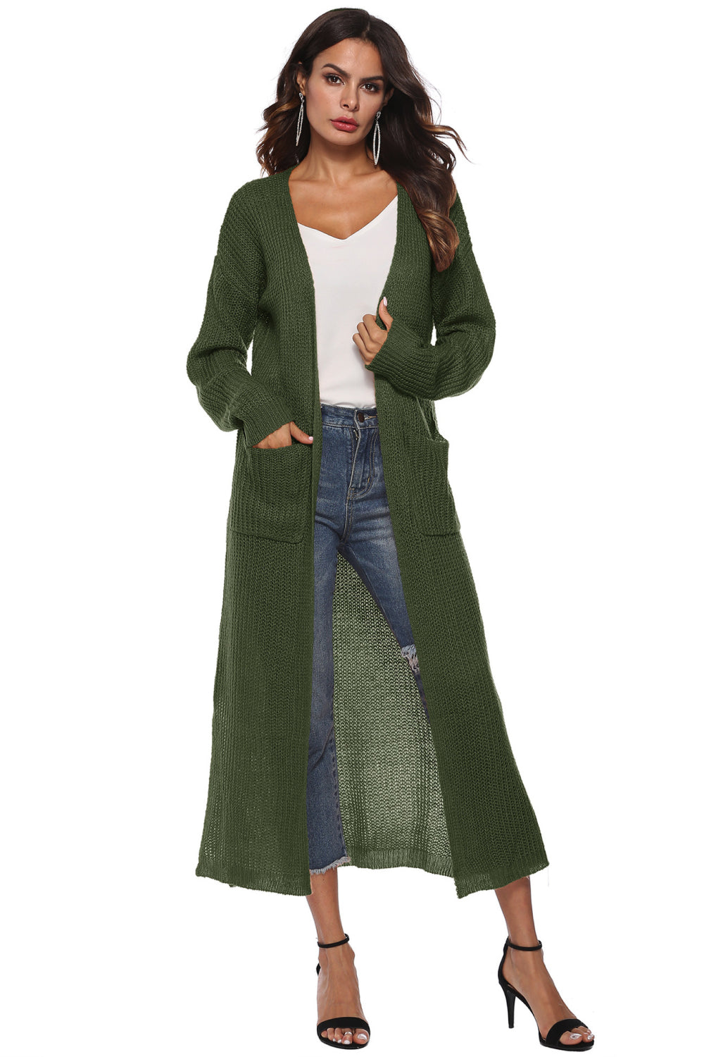 Women’s Long Sleeve Open Front Buttoned Cardigan