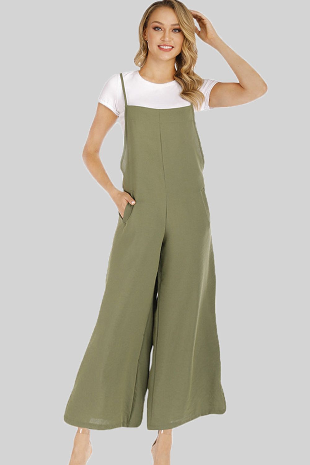 Women’s Full Size Cropped Wide Leg Overalls with Pockets