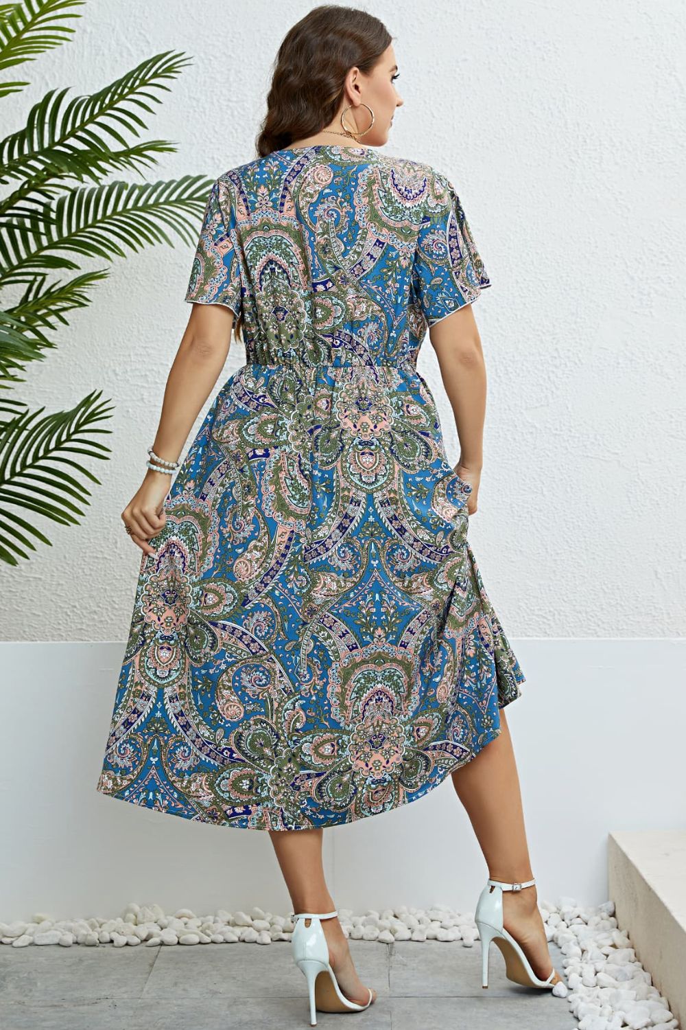 Women’s Printed Flutter Sleeve Midi Dress